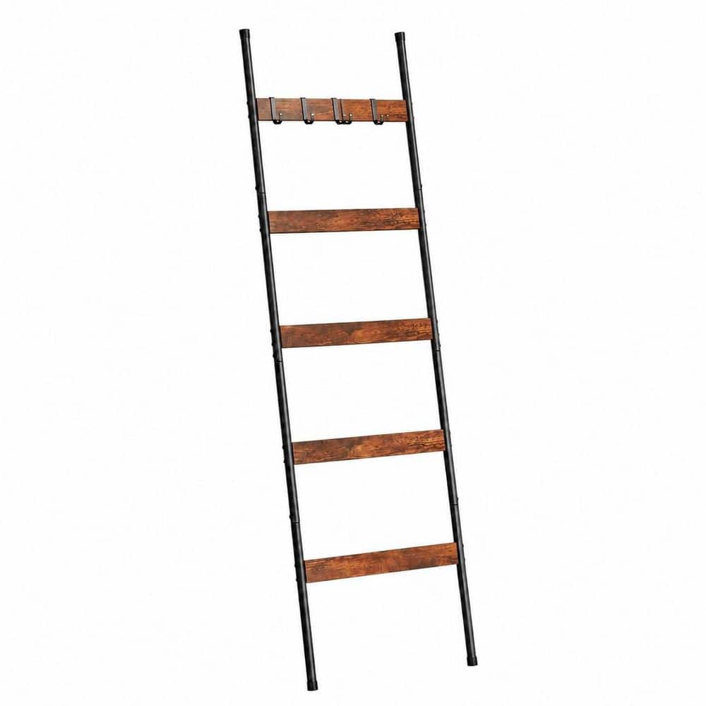 5-Tier Blanket Ladder in Rustic Brown Finish Farmhouse Bath Accessory Type with 4 Removable Hooks price history on PriceWatchPro