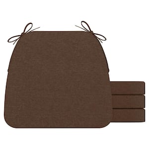 D-Shaped Outdoor Seat Cushion for Dining Chairs with Ties and Removable Cover in Brown (4-Pack)