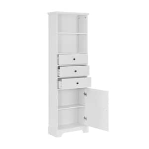 22 in. L x 10 in. W x 69 in. H Tall Storage Cabinet in White with 3-Drawers and Adjustable Shelves, Ready to Assemble