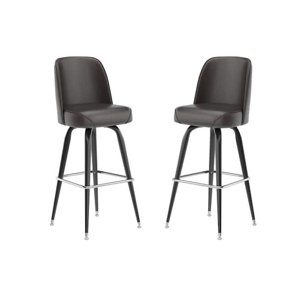 Carnegy Avenue James 2-Pack Commercial Grade 31 in. Metal Barstool with Dark Brown Swivel Bucket Seat
