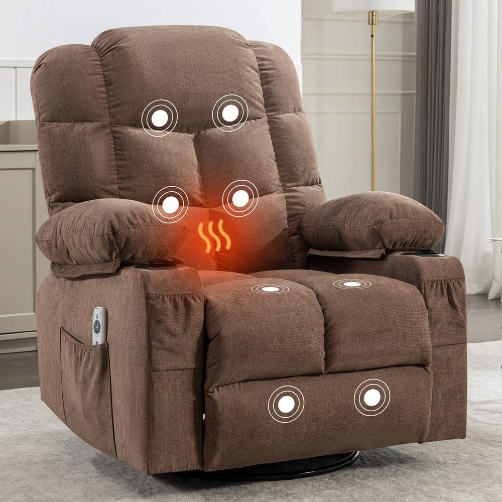 ANGELES HOME Brown Fabric Massage Rocker Recliner Chair Rocking Chairs ...