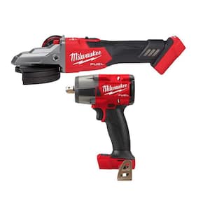 M18 FUEL 18V Lithium-Ion Cordless 5 in. Flathead Braking Grinder (Tool-Only) w/Mid Torque 1/2 in. Impact Wrench