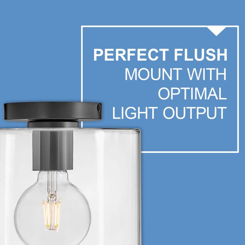 Pippa 8.5" Black and Clear Glass LED Flush Mount