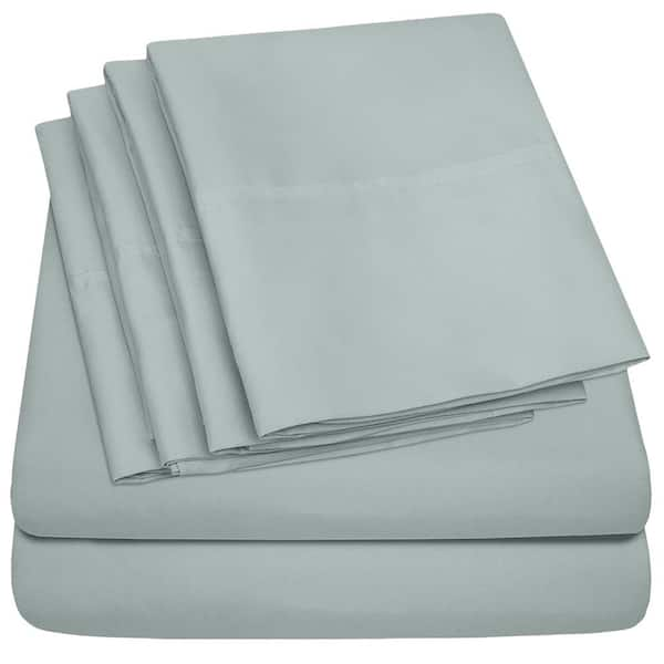 6 Piece Bed Sheet Set, Split King, Silver