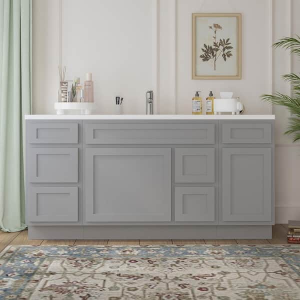 Vanity Art 66 in. W x 21 in. D x 32.5 in. H Bath Vanity Cabinet without Top in Gray