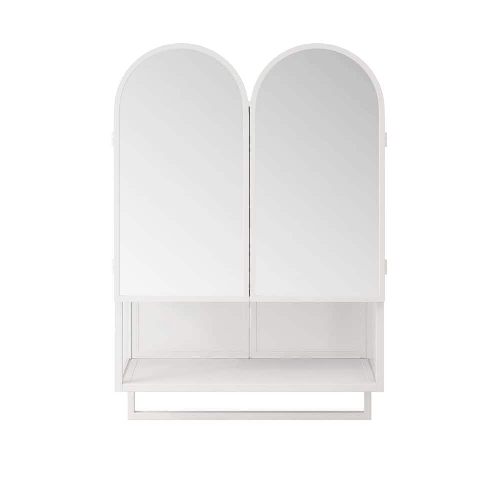 23.62 in. W x 32.68 in. H White Arched Medicine Cabinet with Mirror, Adjustable Shelves and Towel Rack price history on PriceWatchPro