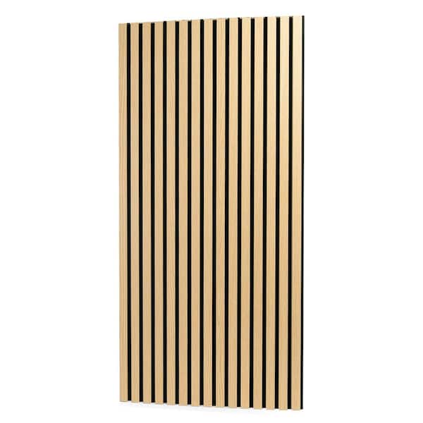 Oak Wood Slat Acoustic Panels for Wall and Ceiling-3D Fluted Sound Absorbing Panel-Pack of 2