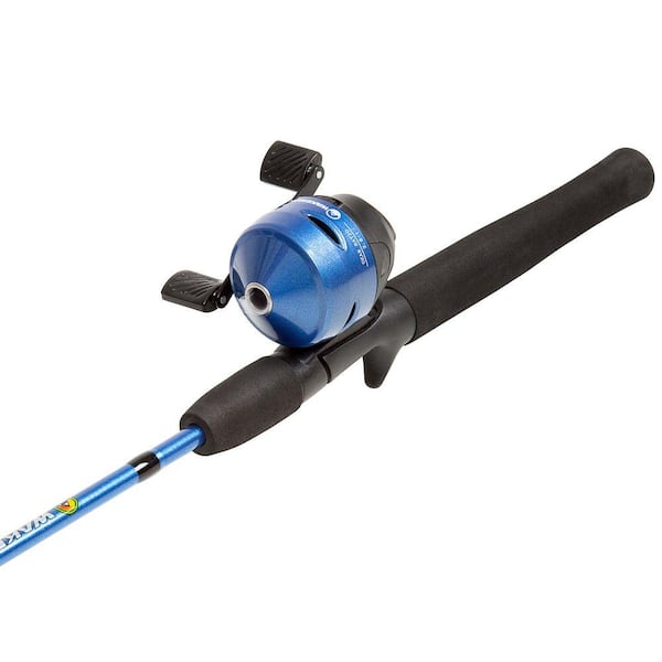 Quantum Smoke X Baitcast Reel and Fishing Rod Combo, 1-Piece Fishing Pole  with Split-Grip EVA Rod Handle, Right-Hand Retrieve, Blue