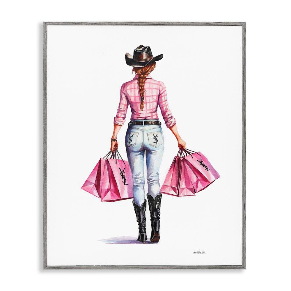 Modern Chic Country Cowgirl by Amanda Greenwood Gray Framed People Giclee Art Print 14 in. x 11 in. price history on PriceWatchPro