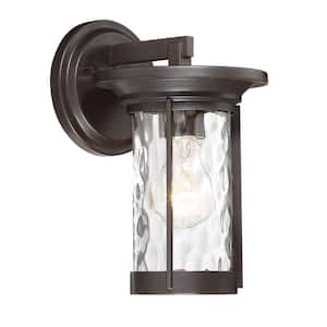 Brookline 9.5 in. Satin Bronze 1-Light Outdoor Line Voltage Wall Sconce with No Bulb Included