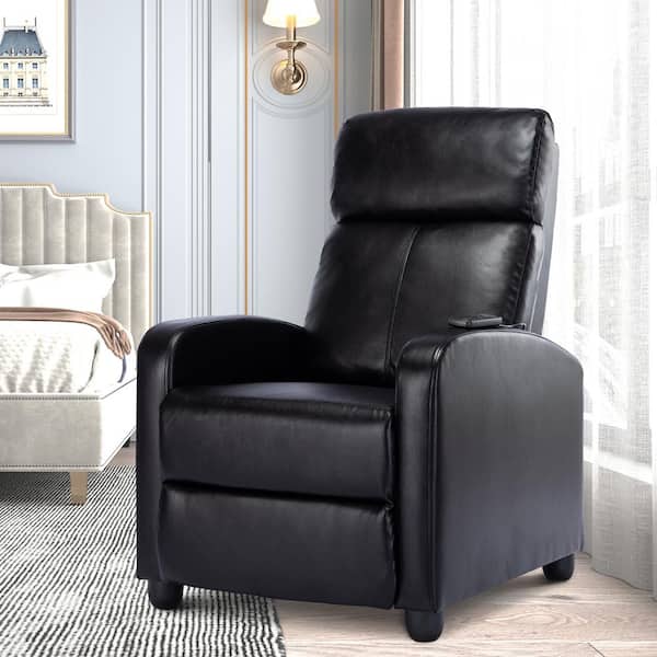 Bestier Black Electric Leather Recliner with 8-Massage Modes High Back Glider Recliner with Timer function