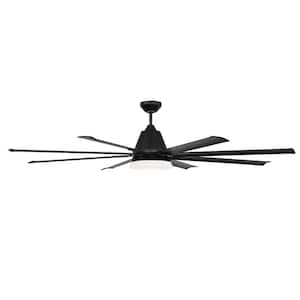 Wingtip 72 in. Indoor Dual Mount Flat Black Finish Ceiling Fan with Smart Wi-Fi Enabled Remote & Integrated LED Light