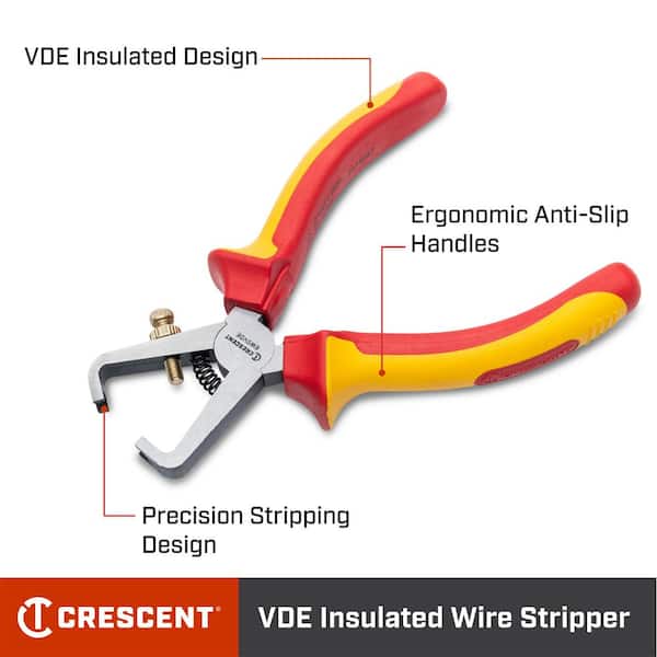 Crescent 6 in. VDE 1000-Volt Insulated Wire Stripper Pliers 6WSVDE