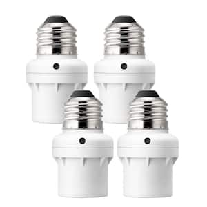 100-Watt Incandescent/CFL/LED/Halogen Screw-In Dusk to Dawn Light Control Sensor Socket, White (4-Pack)