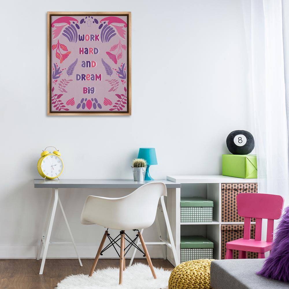 Work Hard Dream Big by Julia Fox Brown Floater Frame Typography Graphic Art Print 31 in. x 25 in. price history on PriceWatchPro