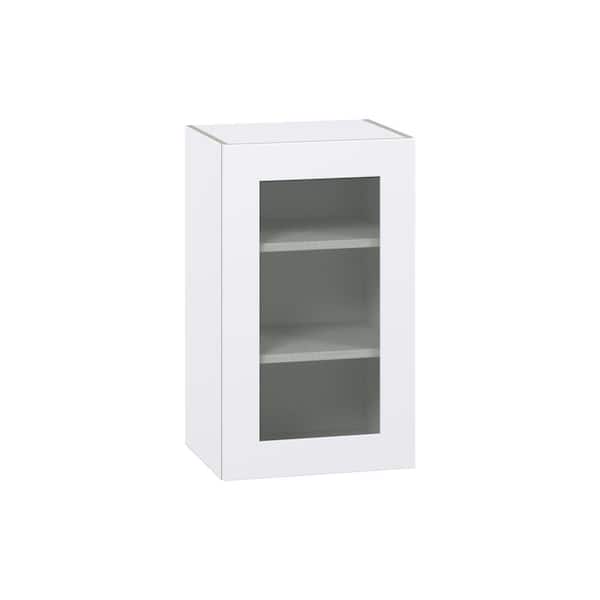 J COLLECTION Roseland 18 in. W x 14 in. D x 30 in. H Assembled Shaker Glass Door Specialty Wall Kitchen Cabinet in Warm White