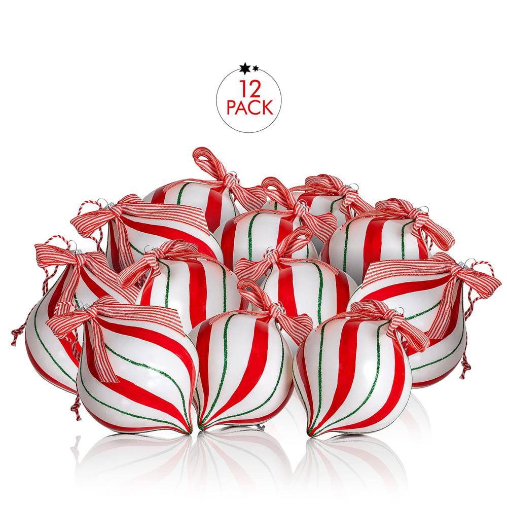 Peppermint Candy Shatterproof Christmas Ornament Set - 12 Pieces