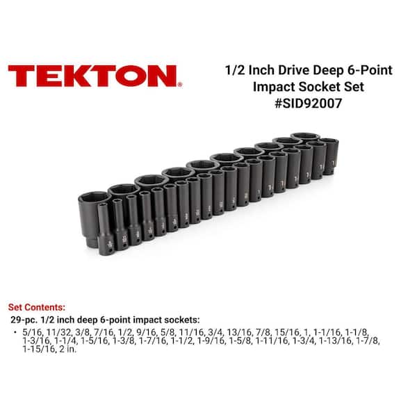 TEKTON 1/2 in. Drive Deep 6-Point Impact Socket Set, 29-Piece (5