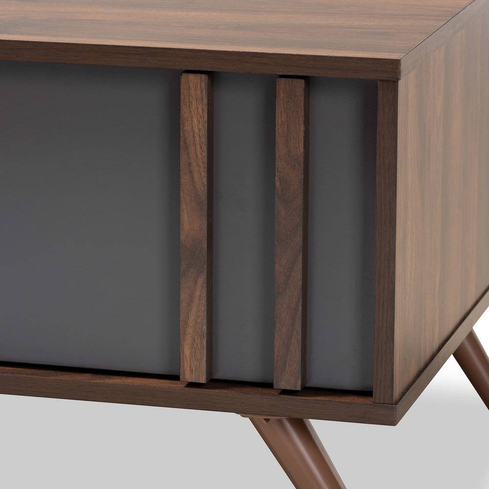 Naoki Two-Tone Grey and Walnut Wood Coffee Table with Storage