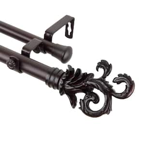 Plume 160 in. - 240 in. Adjustable 1 in. Dia Double Curtain Rod in Mahogany