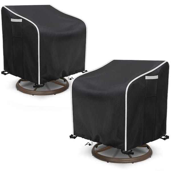 Unbranded 2-Piece Outdoor Rotary Lounge Chair Cover, Waterproof Patio Chair Cover, Suitable for 30 W x 34 D x 38.5 H, Black