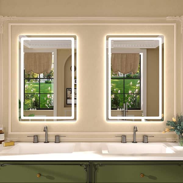 Sylanor Twinkle 24 in. W x 36 in. H Rectangular Frameless Anti-Fog LED Dimmable Wall Bathroom Vanity Mirror in Polished Crystal