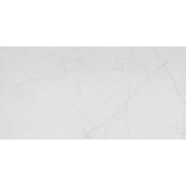 EMSER TILE Sterlina White 5.83 in. x 11.81 in. Polished Marble Look Porcelain Floor and Wall Tile (10.516 sq. ft./Case)