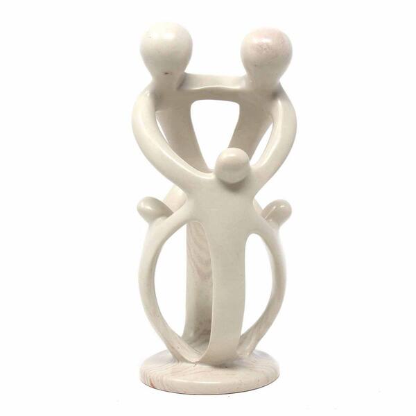 Global Crafts Soapstone Family Sculpture: Natural Stone, 2 Parents 3 Children 10 in.