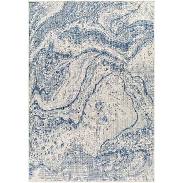 Ravello Blue Abstract 5 ft. x 7 ft. Indoor/Outdoor Area Rug