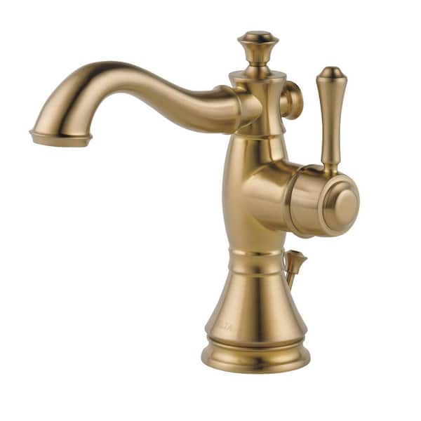 Delta Cassidy Single Hole Single-Handle Bathroom Faucet with Metal Drain Assembly in Champagne Bronze
