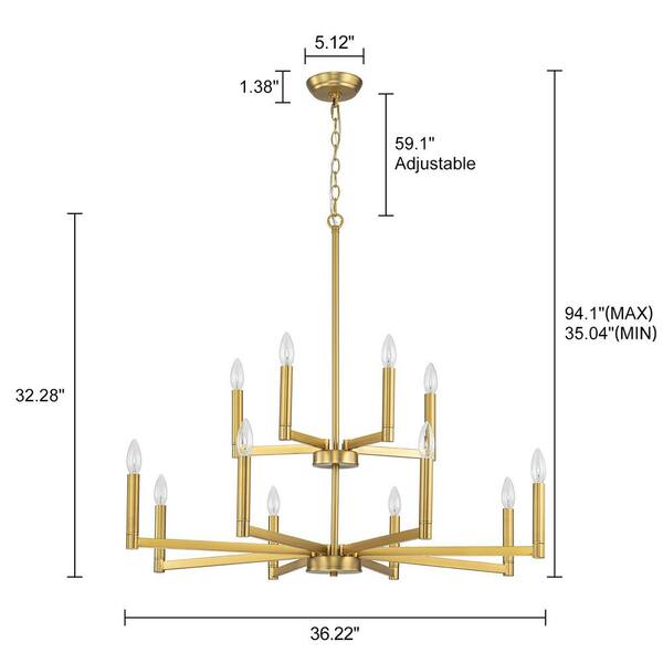 GREMLBUK 59 Inch Modern Rectangle Chandelier Ceramic Ginkgo