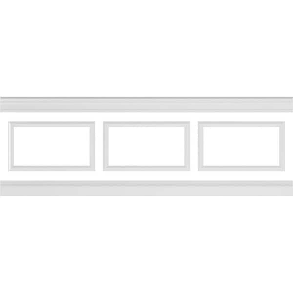 Ekena Millwork 94-1/2 in. L Adjustable 32 in. H to 36 in. H Ashford Square Panel Traditional Wainscot Paneling Kit