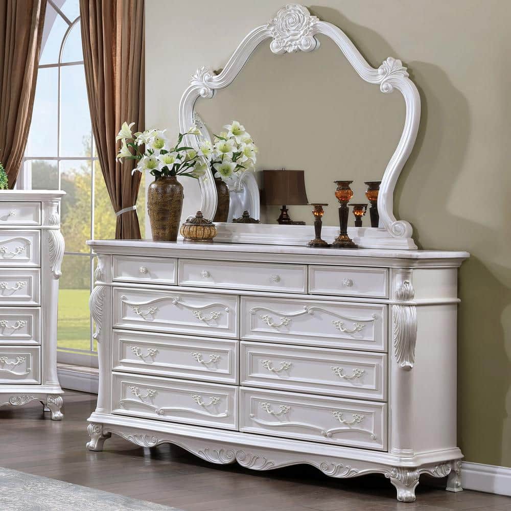 Furniture of America Feliciano White 9-Drawer 70.5 in. Dresser