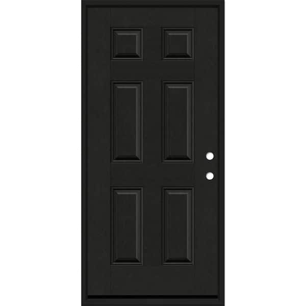Steves & Sons Regency 36 in. x 80 in. 6 Panel LHIS Onyx Stain Mahogany Fiberglass Prehung Front Door with 4-9/16 Jamb