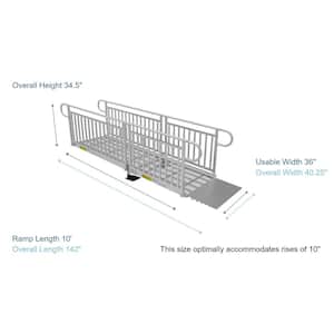 PATHWAY 3G 10 ft. Wheelchair Ramp Kit with Expanded Metal Surface and Vertical Picket Handrails