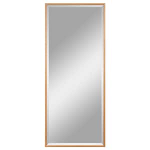 Lund 59 in. x 25 in. Contemporary Rectangle Framed Natural Brown Full Length Wood Veneer Mirror