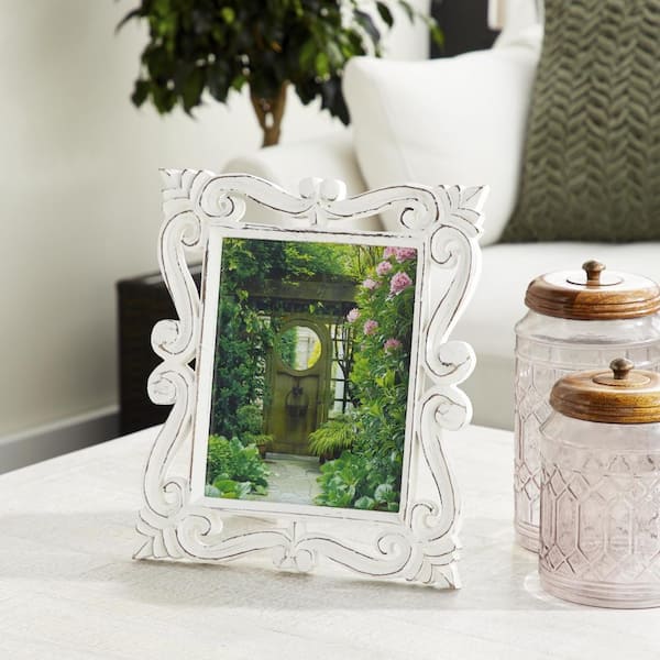 Litton Lane White Wood Farmhouse Photo Frame 14 in. x 12 in.