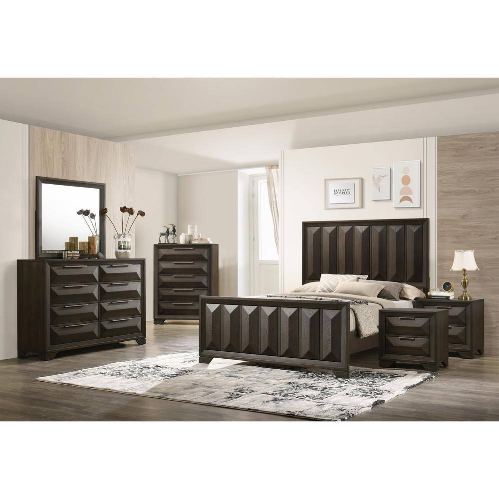 Furniture of America Pinnete 6-Piece Espresso Wood Queen Bedroom Set ...