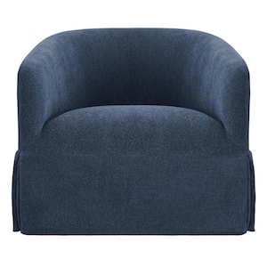Chloe Blue 30 in. Wide Fabric Swivel Accent Chair Modern Slipcovered Barrel Armchair for Bedroom or Living Room