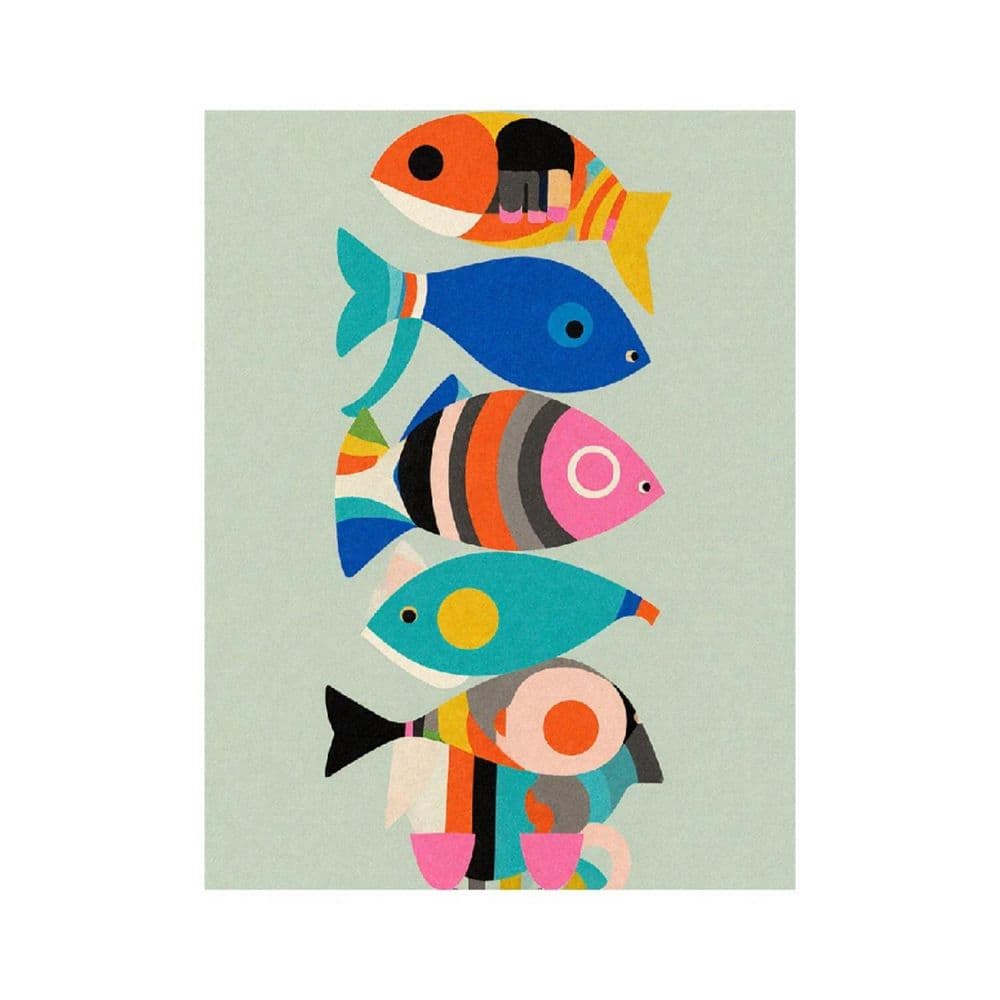 Colorful Stacked Fish Unframed Canvas Art Print 32 in. x 24 in