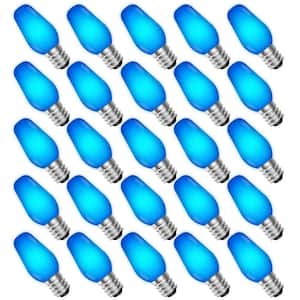 0.5-Watt C7 LED Blue Replacement String Light Bulb Shatterproof Enclosed Fixture Rated UL E12 Base (25-Pack)