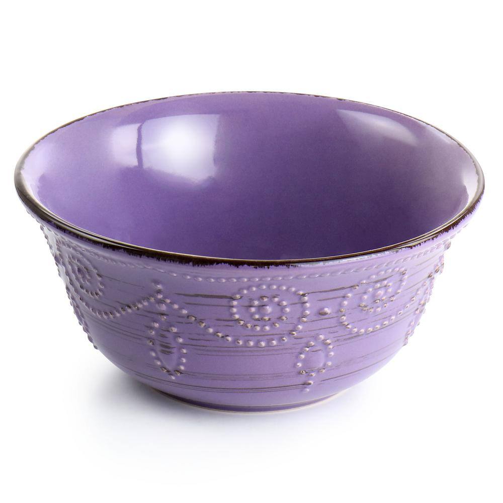 Purple Ceramic 16-Piece Rustic Birch Dinnerware Set