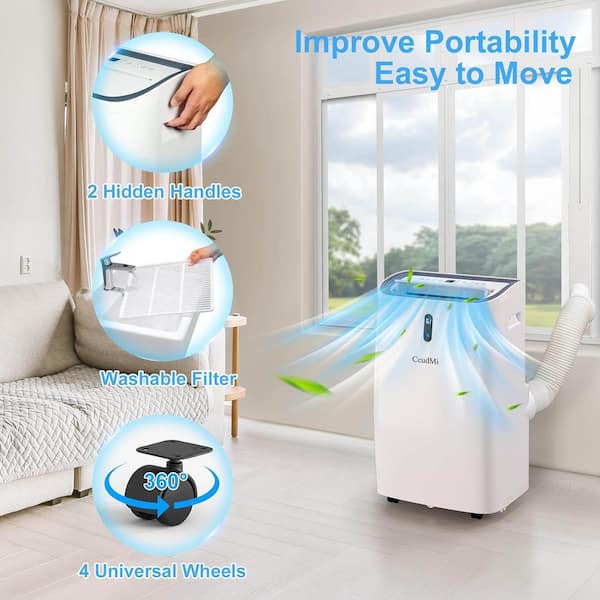 14,000 BTU Portable Air Conditioner Cools 750 Sq. Ft. with Heater