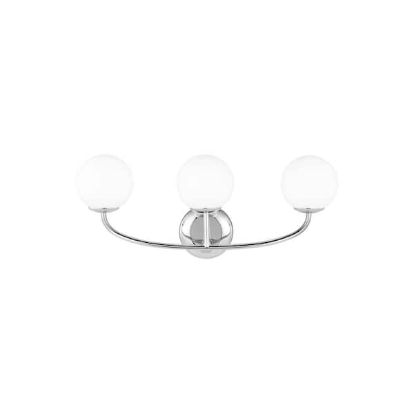 Galassia 23 in. 3-Light Polished Nickel Vanity Light with Milk White Glass Shades