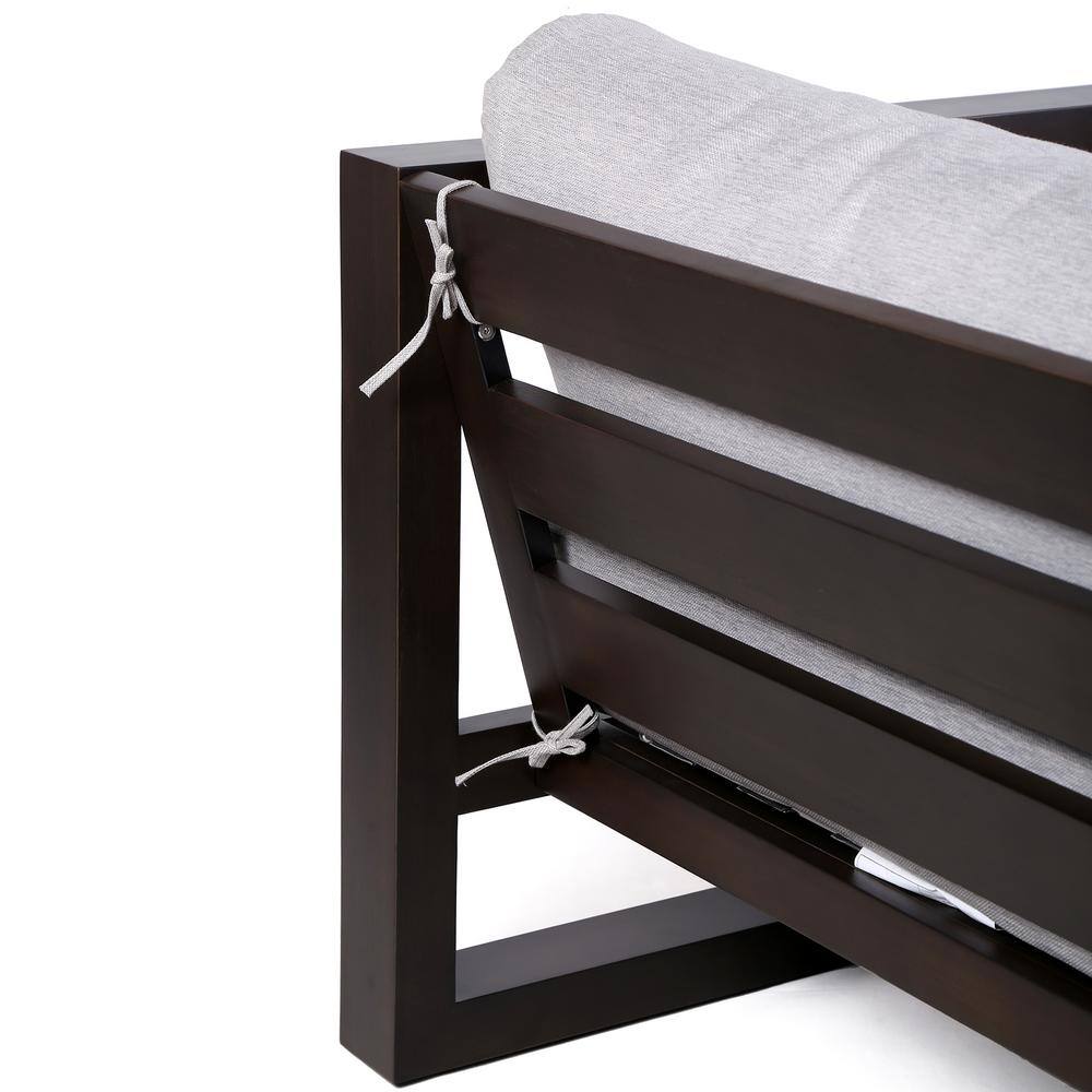 Paradise Dark Eucalyptus Wood Lounge Chair with Gray Cushions