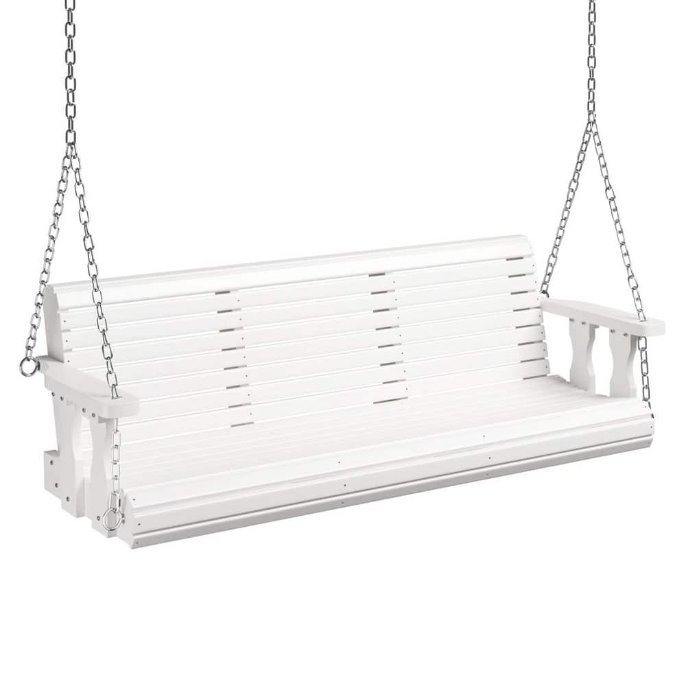 5 ft. 3-Person Wood Outdoor Porch Swing for Yard and Garden in White price history on PriceWatchPro