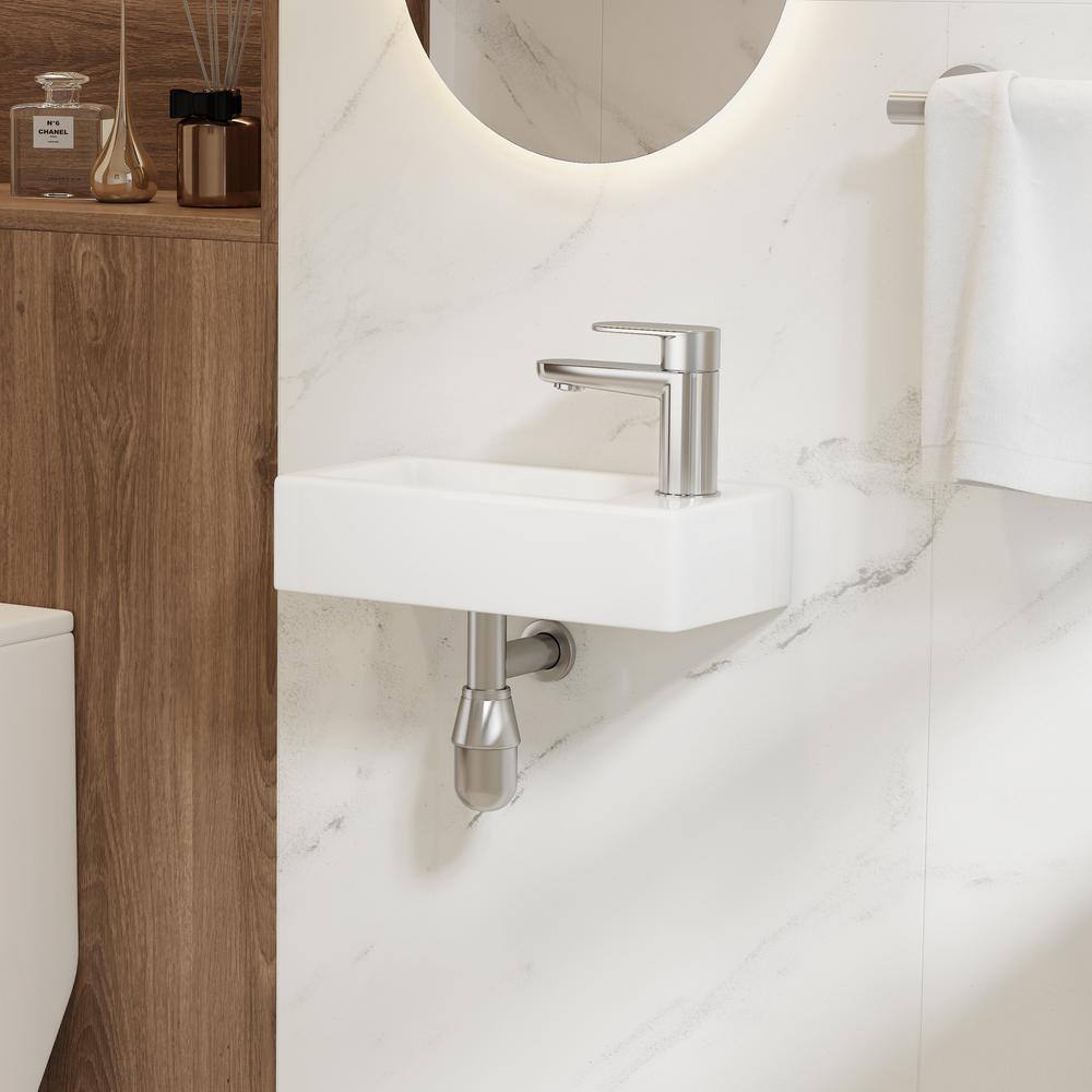 Turner 14" x 7" White Ceramic Rectangular Wall Mount Bathroom Sink