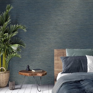 Fusion Blue Navy Plain Textured Non-Pasted Paper Wallpaper