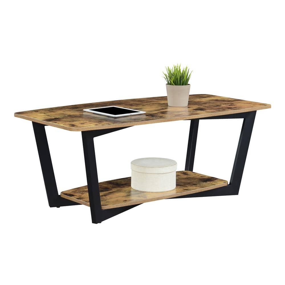 Barnwood Black Urban Industrial 48" Coffee Table with Shelf