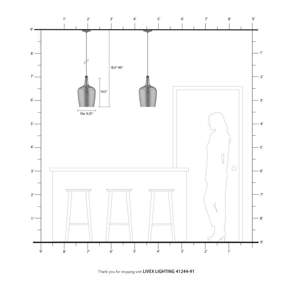 Carafe-Shaped Smoke Glass Mini Pendant with Brushed Nickel Finish